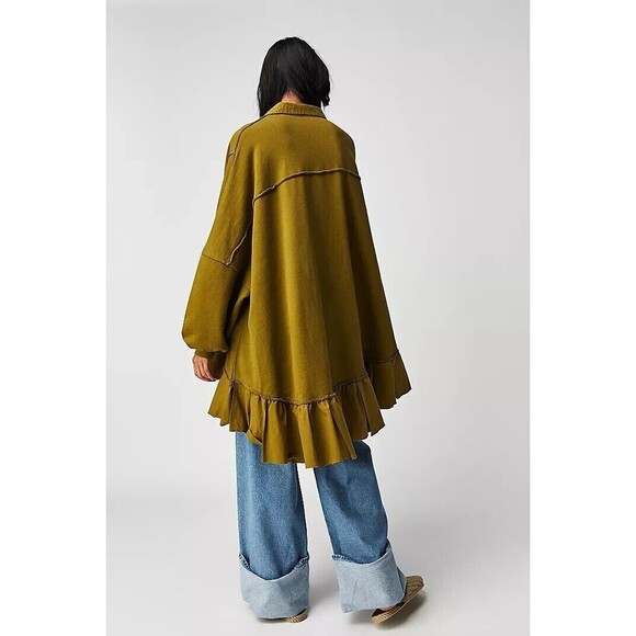 Free People Buttondown Sweatshirt Top XS - Picture 2 of 4